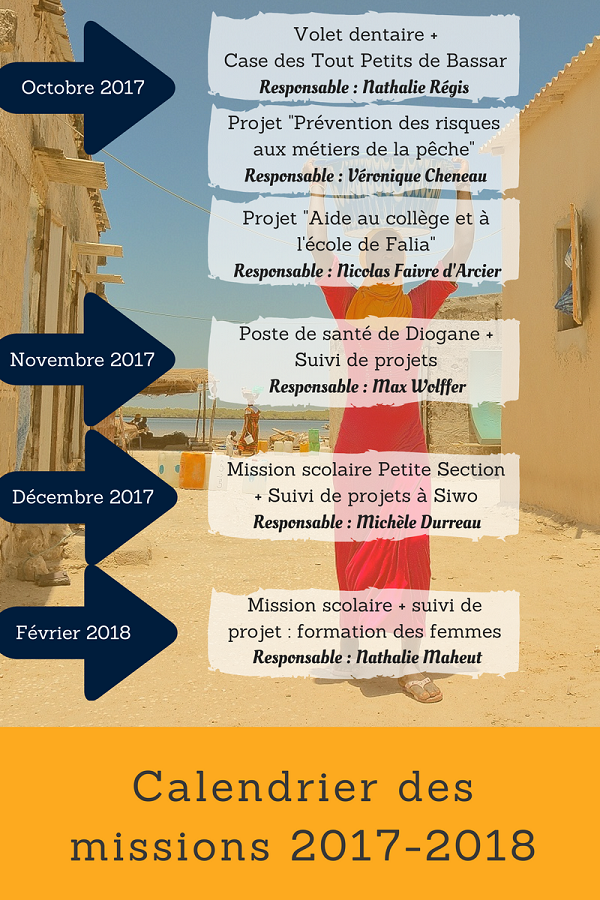 Calendrier des missions 2017-2018