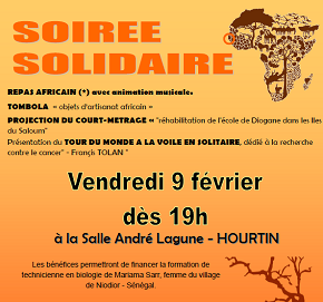 RDV à la soirée solidaire à Hourtin (antenne sud ouest) le 9 février !